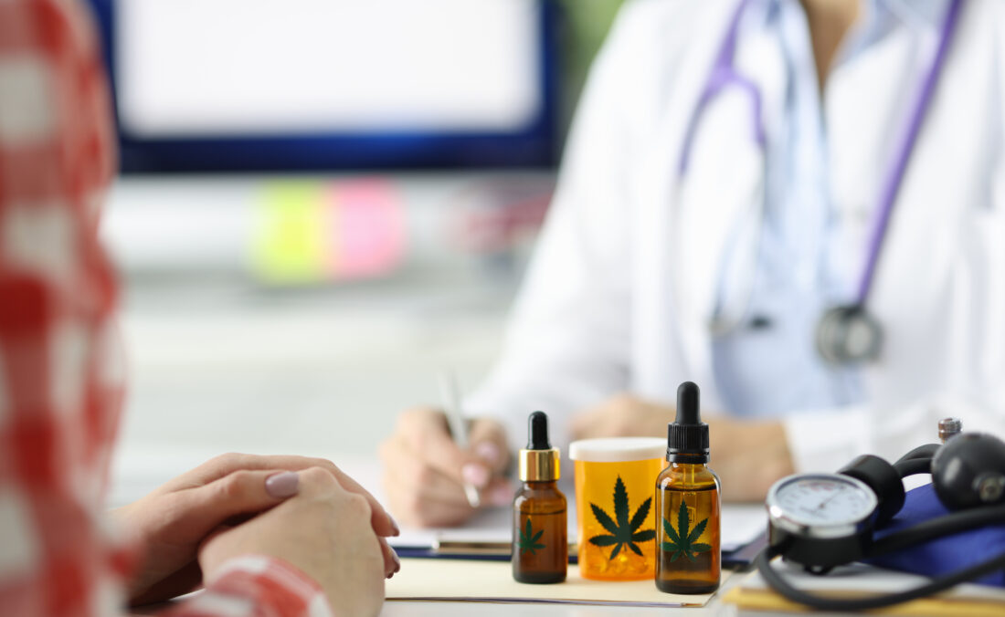 Doctor writes prescription for patient for marijuana.